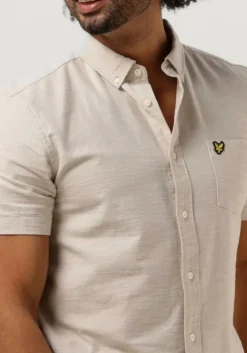 gebroken wit lyle & scott casual overhemd cotton slub short sleeve shirt
