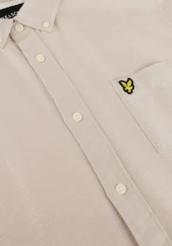 gebroken wit lyle & scott casual overhemd cotton slub short sleeve shirt