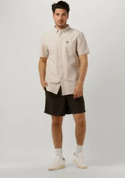 gebroken wit lyle & scott casual overhemd cotton slub short sleeve shirt