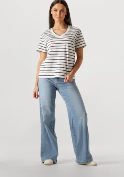 gebroken wit mos mosh t-shirt mmnani v-ss stripe tee