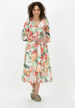 gebroken wit na-kd midi jurk button front slit dress