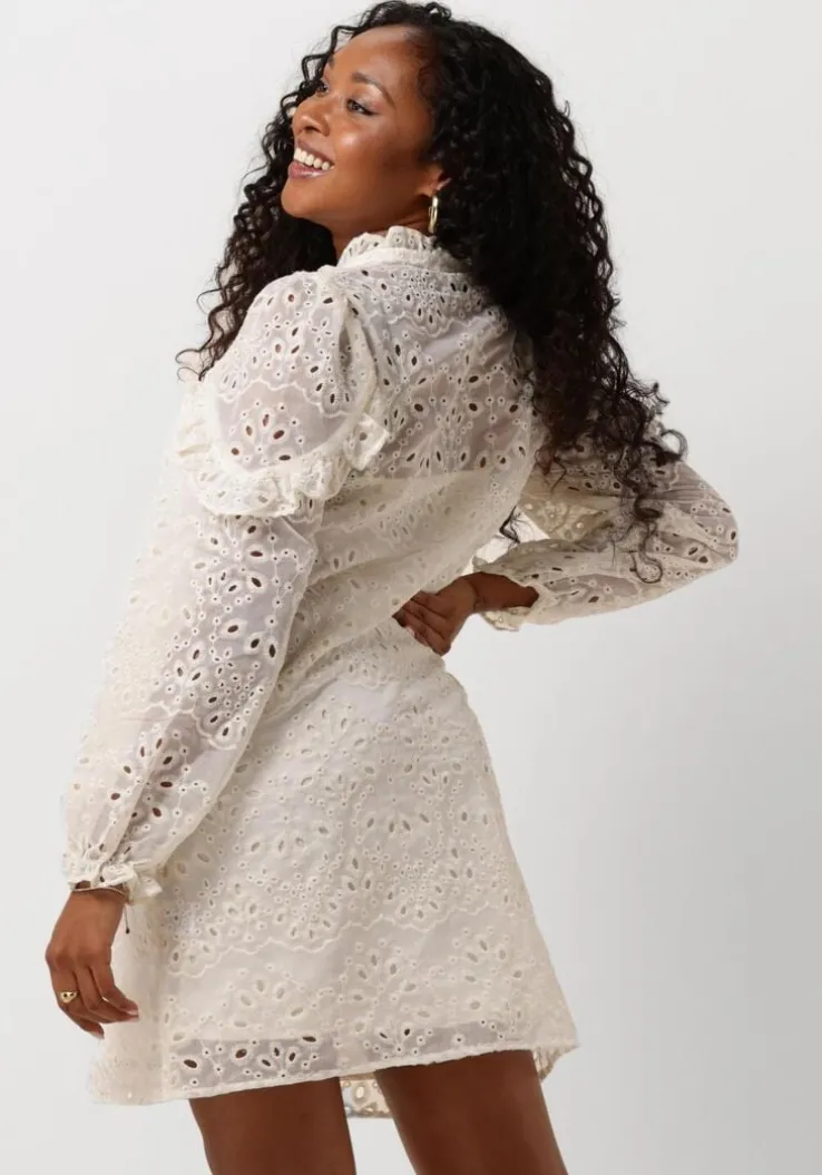 gebroken wit neo noir mini jurk abby embroidery dress