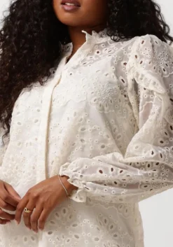 gebroken wit neo noir mini jurk abby embroidery dress