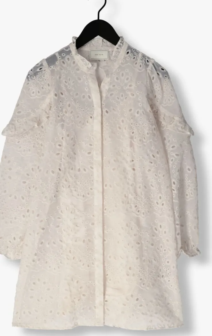 gebroken wit neo noir mini jurk abby embroidery dress