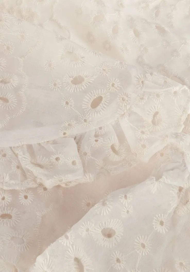 gebroken wit neo noir mini jurk abby embroidery dress