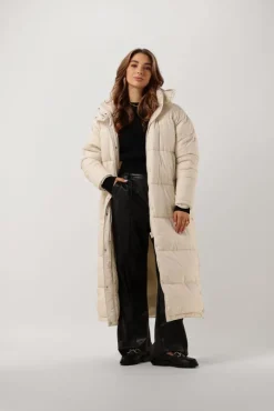 gebroken wit notre-v gewatteerde jas puffer long