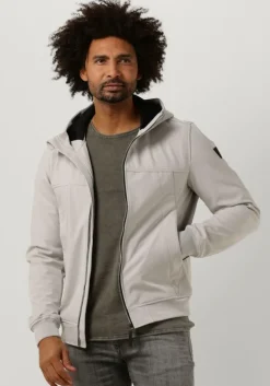 gebroken wit purewhite jack softshell jacket with rubberbadge at sleeves