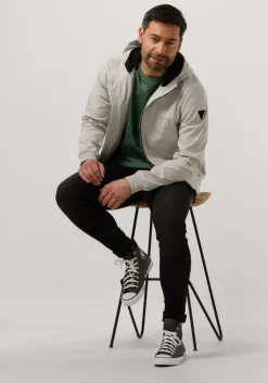 gebroken wit purewhite jack softshell jacket with rubberbadge at sleeves