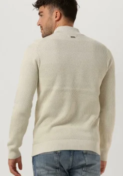 gebroken wit purewhite trui jaquard mockneck with triangle badge on chest