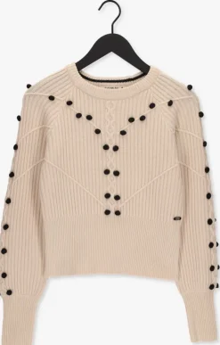 gebroken wit scotch & soda trui stitch and bobble placement wool blend pullover