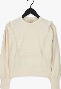 gebroken wit scotch & soda sweater fringe tape oversized raglan sleeved sweater