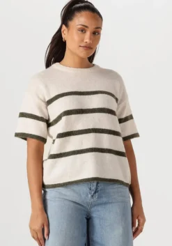 gebroken wit selected femme t-shirt slfmaline-liliana 2/4 knit o-neck