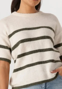 gebroken wit selected femme t-shirt slfmaline-liliana 2/4 knit o-neck