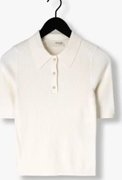 gebroken wit selected femme top slfhelen 2/4 knit collar