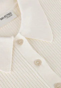 gebroken wit selected femme top slfhelen 2/4 knit collar