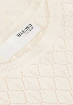 gebroken wit selected femme top slfhelen 2/4 knit boat neck