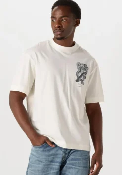 gebroken wit selected homme t-shirt slhrelaxwill license ss o-neck tee