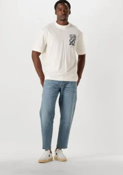 gebroken wit selected homme t-shirt slhrelaxwill license ss o-neck tee