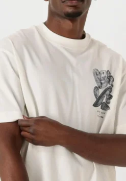 gebroken wit selected homme t-shirt slhrelaxwill license ss o-neck tee