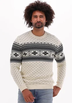 gebroken wit selected homme trui claus ls knit crew neck