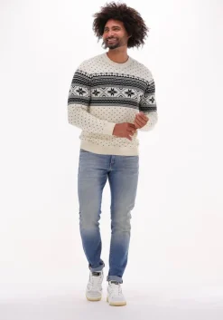 gebroken wit selected homme trui claus ls knit crew neck