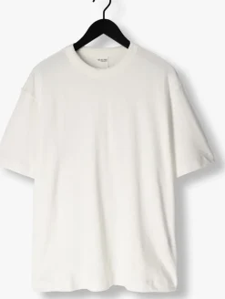 gebroken wit selected homme t-shirt slhrelaxcaleb ss o-neck tee