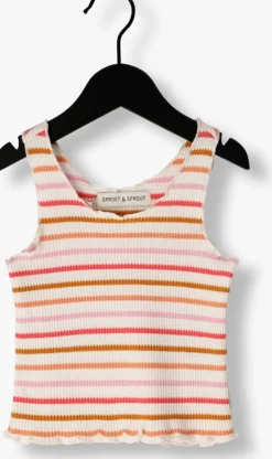 gebroken wit sproet & sprout top cropped singlet waffle stripes