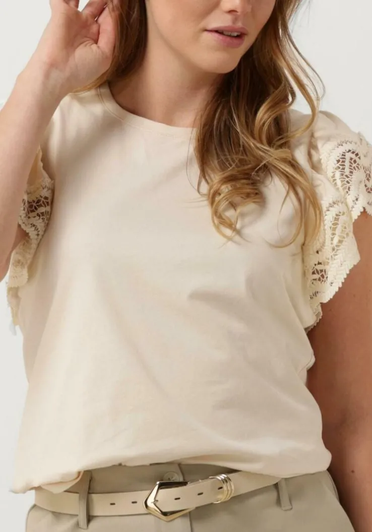 gebroken wit summum t-shirt jersey top tee with lace