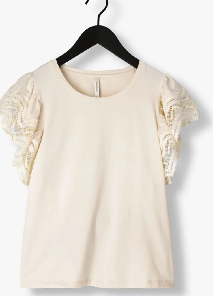 gebroken wit summum t-shirt jersey top tee with lace