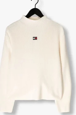 gebroken wit tommy jeans sweater tjw mockneck badge sweater