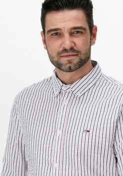 gebroken wit tommy jeans casual overhemd tjm casual stripe shirt