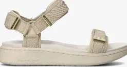 gebroken wit woden sandalen line fish