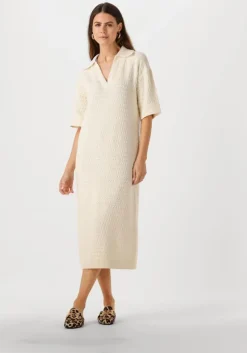 gebroken wit y.a.s. midi jurk yascibyl 2/4 long knit dress