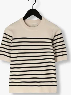 gebroken wit y.a.s. top yaslena ss knit pullover s. noos