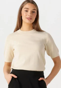 gebroken wit y.a.s. top yaslena ss knit pullover s. noos