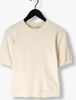 gebroken wit y.a.s. top yaslena ss knit pullover s. noos