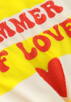 gele carlijnq top stripes yellow - balloon top with embroidery