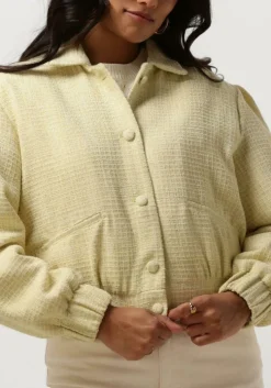 gele colourful rebel jack yuka boucle bomber jacket