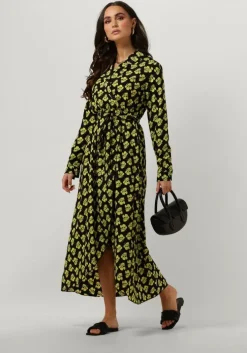 gele colourful rebel maxi jurk vivian big flower maxi dress