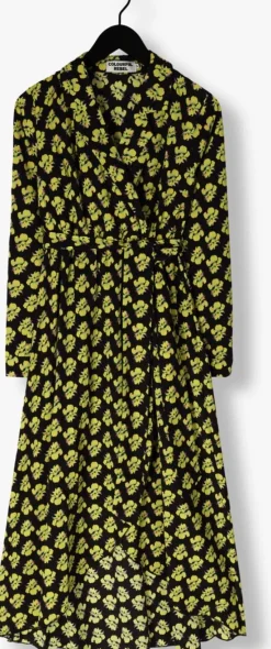 gele colourful rebel maxi jurk vivian big flower maxi dress