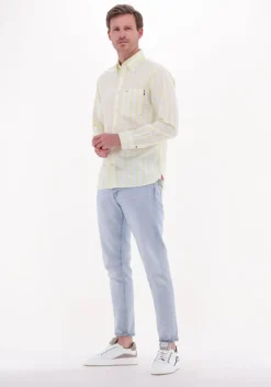 gele tommy hilfiger casual overhemd bold oxford stripe rf shirt