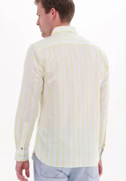 gele tommy hilfiger casual overhemd bold oxford stripe rf shirt