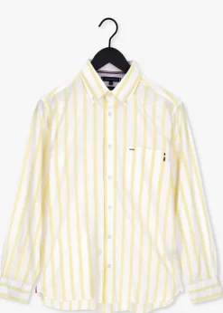 gele tommy hilfiger casual overhemd bold oxford stripe rf shirt