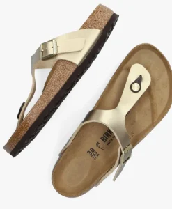 gouden birkenstock teenslippers gizeh dames