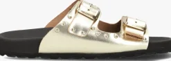 gouden lina locchi slippers 2 gesp slipper met studs