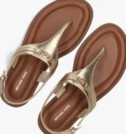 gouden michael kors platte sandalen mandy thong sandal