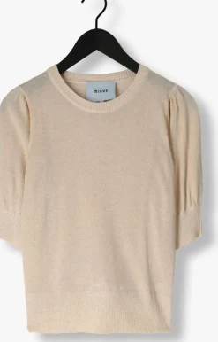 gouden minus t-shirt liva puff sleeve metallic knit pullover