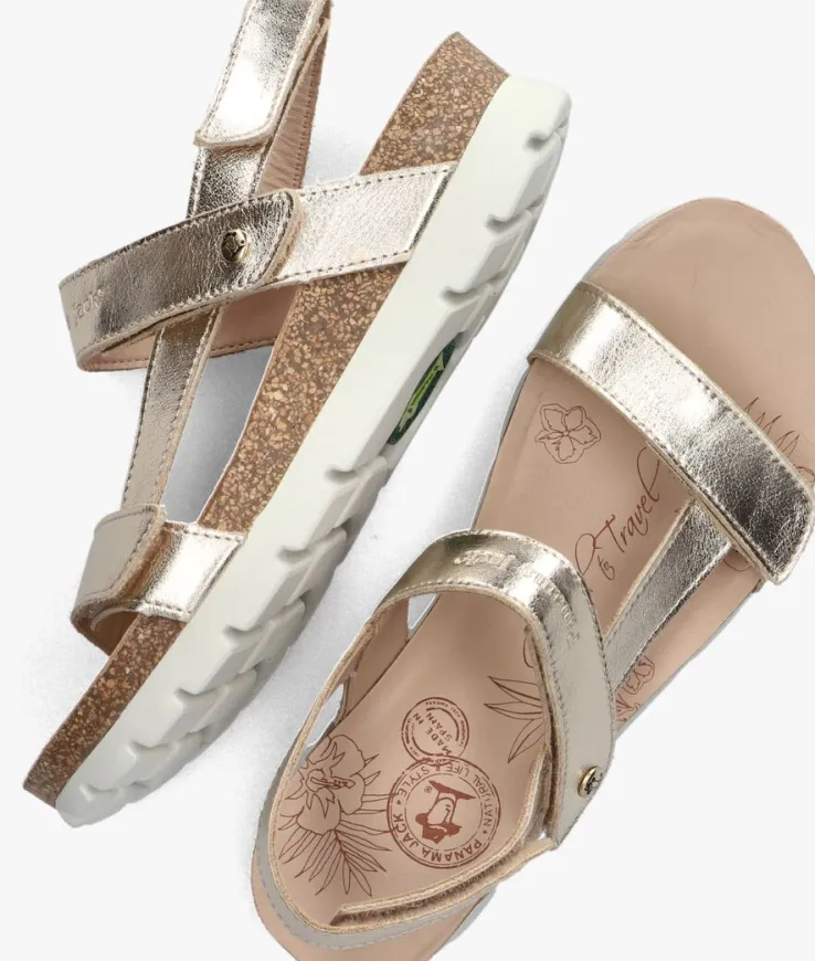 gouden panama jack platte sandalen selma