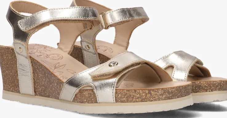 gouden panama jack sandalen met hak julia