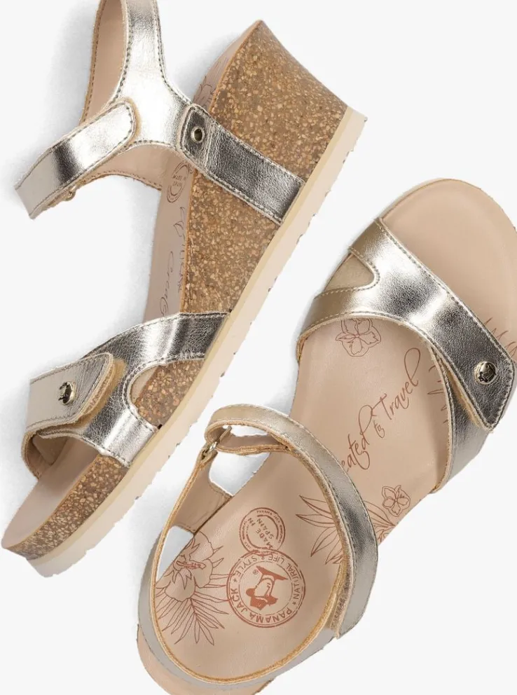 gouden panama jack sandalen met hak julia